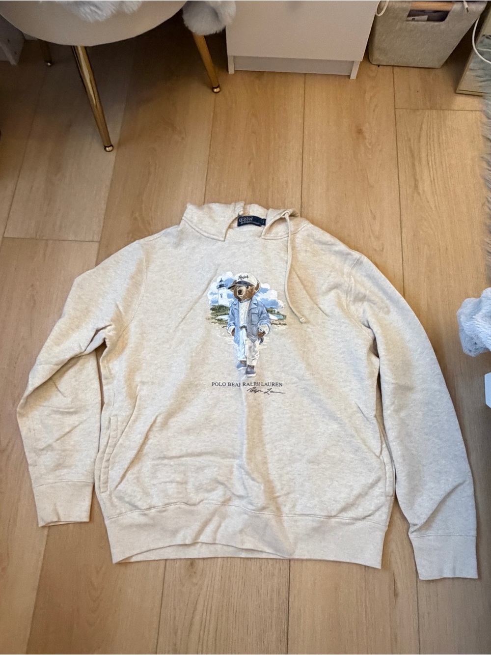 Polo by Ralph Lauren Cream Crewneck Sweatshirt with Polo Bear Graphic
